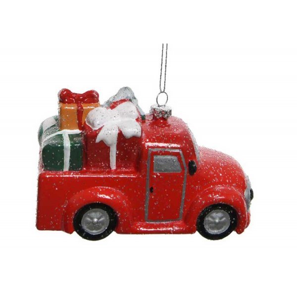 Χριστουγεννιάτικo Κρεμαστό Αυτοκινητάκι Κόκκινο, με Δωράκια (12cm)